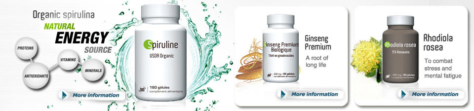 Organic spirulina - Organic Ginseng Premium - Rhodiola Rosea